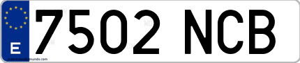 Ejemplo de matrícula de coche ordinaria 7502 NCB