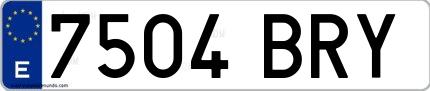 Ejemplo de matrícula de coche ordinaria 7504 BRY