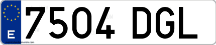 Ejemplo de matrícula de coche ordinaria 7504 DGL