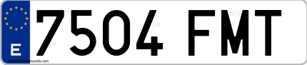 Ejemplo de matrícula de coche ordinaria 7504 FMT