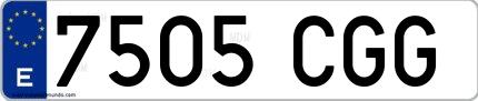 Ejemplo de matrícula española 7505 CGG