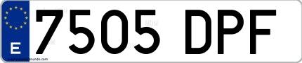 Ejemplo de matrícula española 7505 DPF