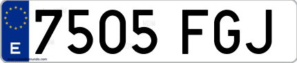 Ejemplo de matrícula de coche ordinaria 7505 FGJ