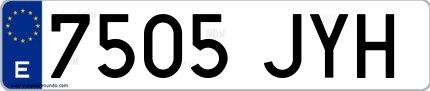 Ejemplo de matrícula española 7505 JYH