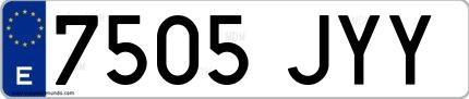 Ejemplo de matrícula de coche ordinaria 7505 JYY