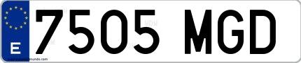 Ejemplo de matrícula española 7505 MGD