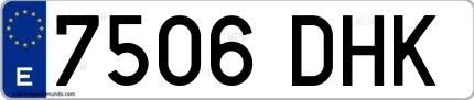 Ejemplo de matrícula española 7506 DHK