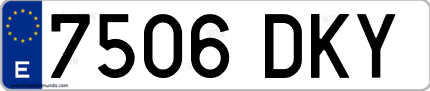 Ejemplo de matrícula de coche ordinaria 7506 DKY