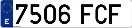 Ejemplo de matrícula de coche ordinaria 7506 FCF