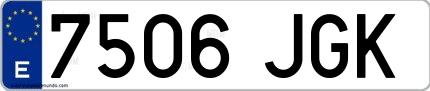 Ejemplo de matrícula española 7506 JGK