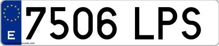 Ejemplo de matrícula española 7506 LPS