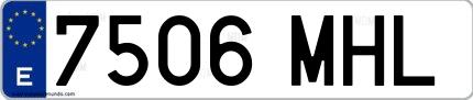 Ejemplo de matrícula española 7506 MHL