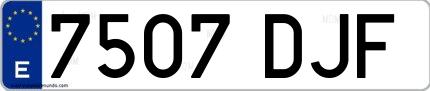 Ejemplo de matrícula española 7507 DJF