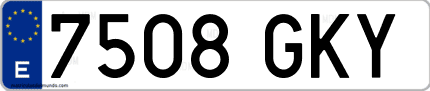Ejemplo de matrícula de coche ordinaria 7508 GKY