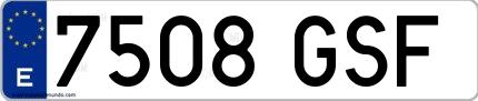 Ejemplo de matrícula de coche ordinaria 7508 GSF