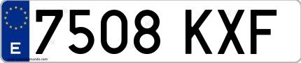 Ejemplo de matrícula española 7508 KXF