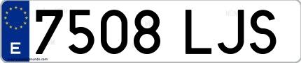 Ejemplo de matrícula de coche ordinaria 7508 LJS