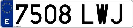 Ejemplo de matrícula española 7508 LWJ