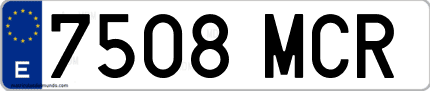 Ejemplo de matrícula de coche ordinaria 7508 MCR