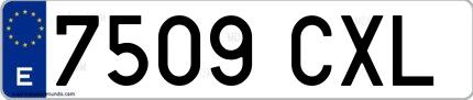 Ejemplo de matrícula española 7509 CXL