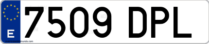 Ejemplo de matrícula de coche ordinaria 7509 DPL