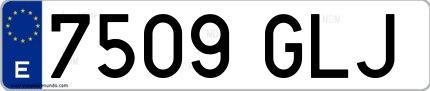 Ejemplo de matrícula española 7509 GLJ