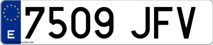 Ejemplo de matrícula española 7509 JFV