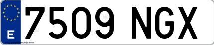 Ejemplo de matrícula española 7509 NGX