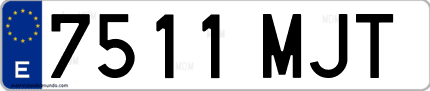 Ejemplo de matrícula de coche ordinaria 7511 MJT