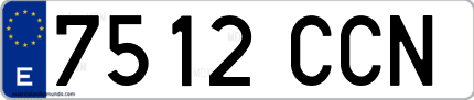 Ejemplo de matrícula de coche ordinaria 7512 CCN