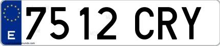 Ejemplo de matrícula española 7512 CRY