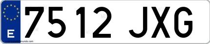 Ejemplo de matrícula española 7512 JXG
