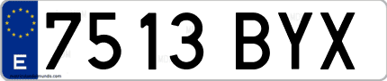 Ejemplo de matrícula de coche ordinaria 7513 BYX