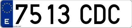 Ejemplo de matrícula española 7513 CDC