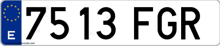Ejemplo de matrícula de coche ordinaria 7513 FGR
