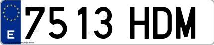 Ejemplo de matrícula española 7513 HDM