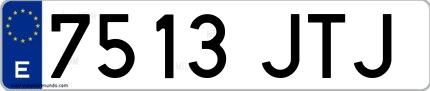 Ejemplo de matrícula española 7513 JTJ