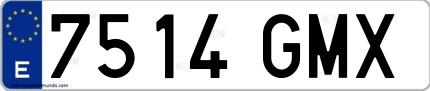 Ejemplo de matrícula española 7514 GMX