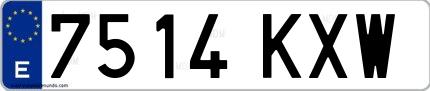 Ejemplo de matrícula española 7514 KXW