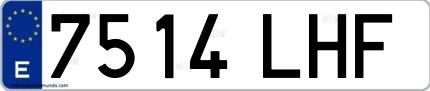 Ejemplo de matrícula española 7514 LHF
