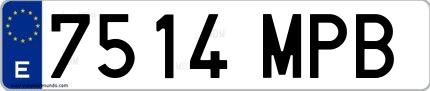 Ejemplo de matrícula española 7514 MPB