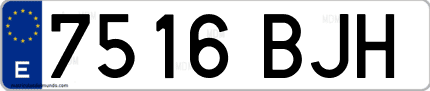 Ejemplo de matrícula de coche ordinaria 7516 BJH