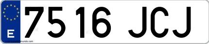 Ejemplo de matrícula española 7516 JCJ