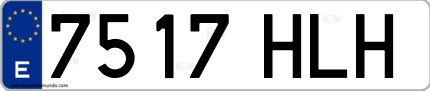 Ejemplo de matrícula de coche ordinaria 7517 HLH