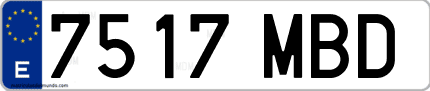 Ejemplo de matrícula de coche ordinaria 7517 MBD