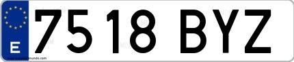 Ejemplo de matrícula española 7518 BYZ