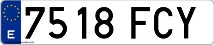 Ejemplo de matrícula española 7518 FCY