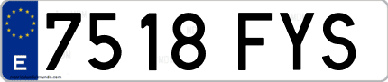 Ejemplo de matrícula de coche ordinaria 7518 FYS