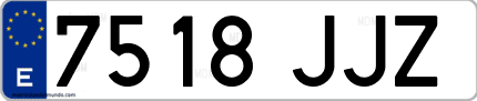 Ejemplo de matrícula de coche ordinaria 7518 JJZ