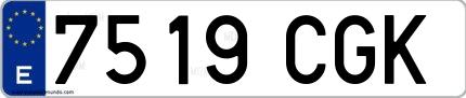Ejemplo de matrícula española 7519 CGK